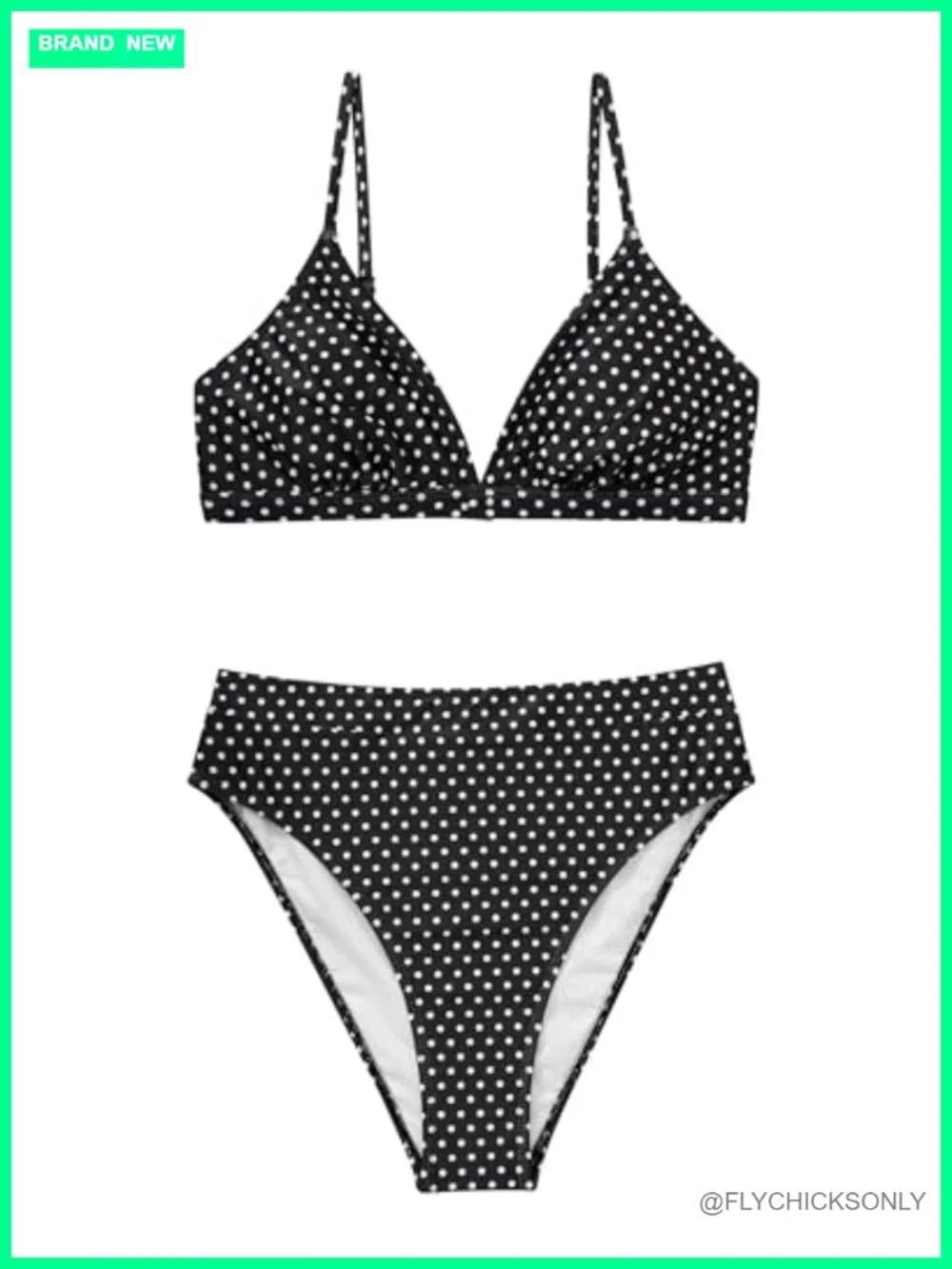 High Waisted Triangle Bikini Set Two Piece Swimsuits Push Up Adjustable Straps